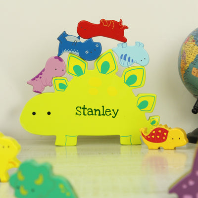 Personalised Name Only Wooden Dinosaur Stacker Toy