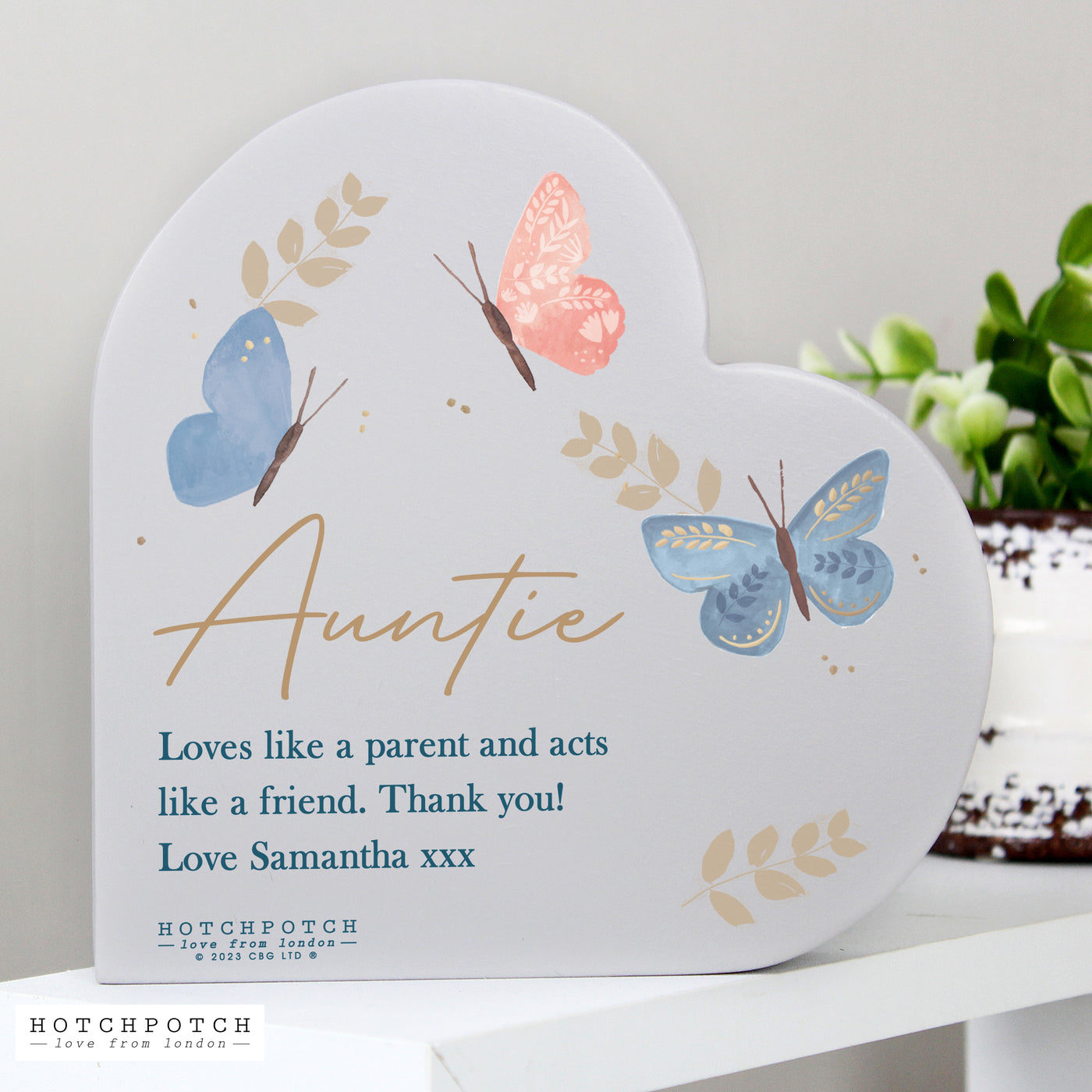 Personalised Butterfly Wooden Heart Ornament