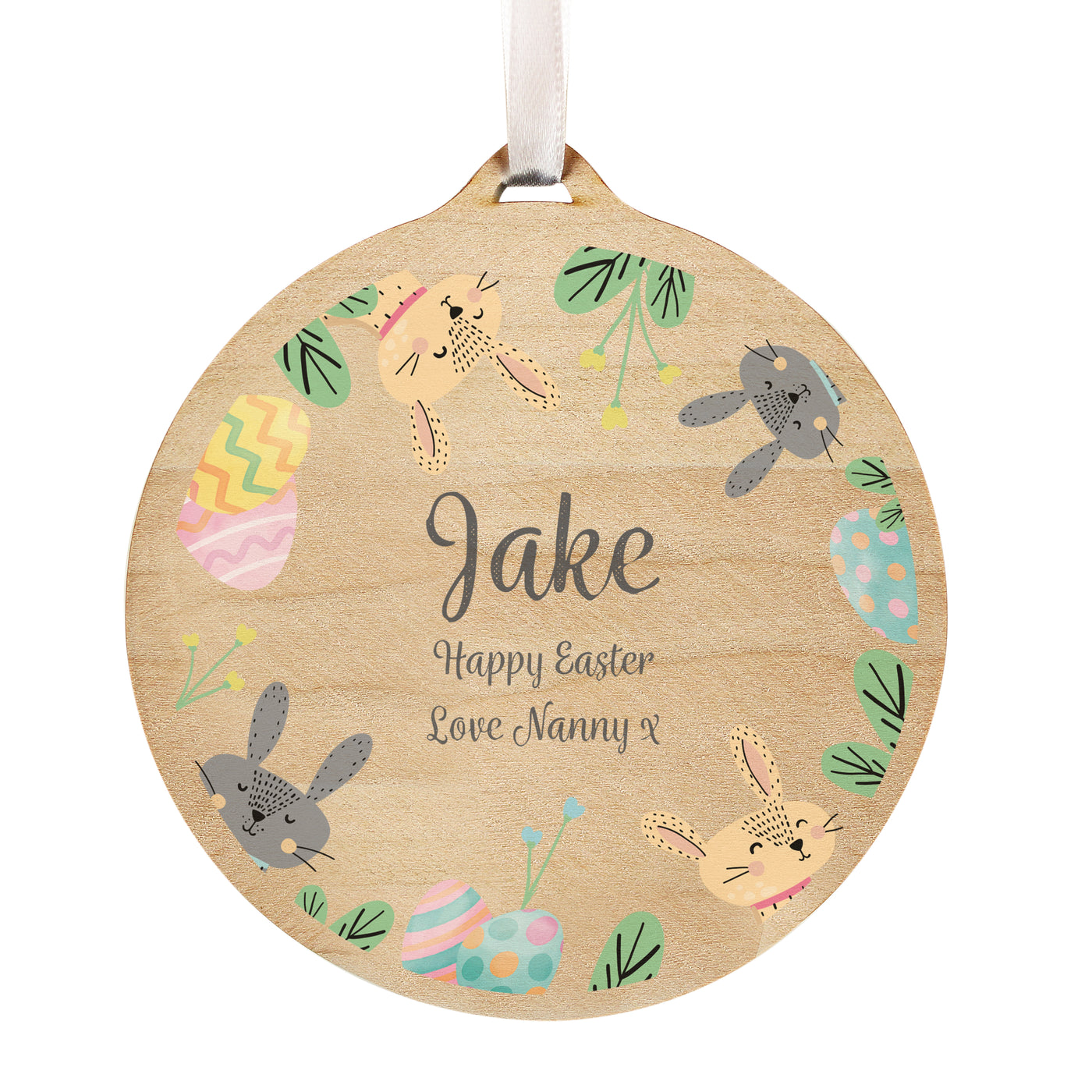 Personalised Easter Bunny Wooden Decoration