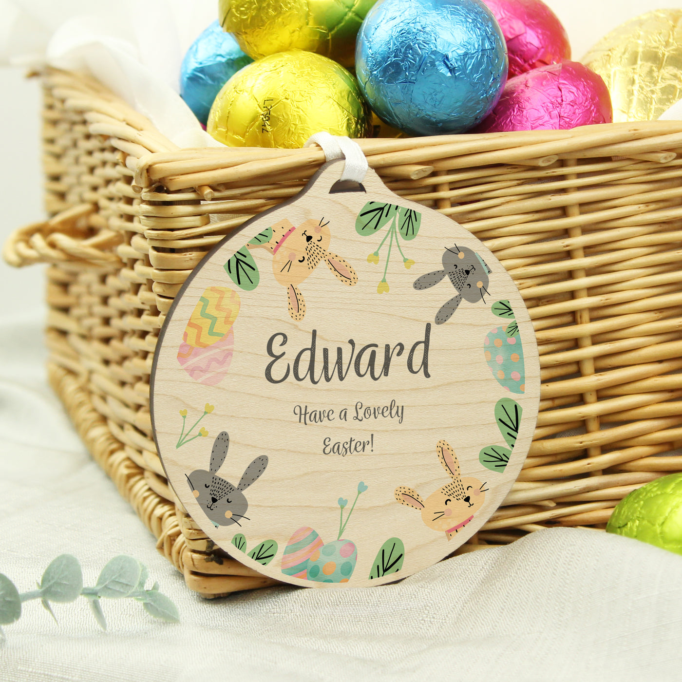 Personalised Easter Bunny Wooden Decoration