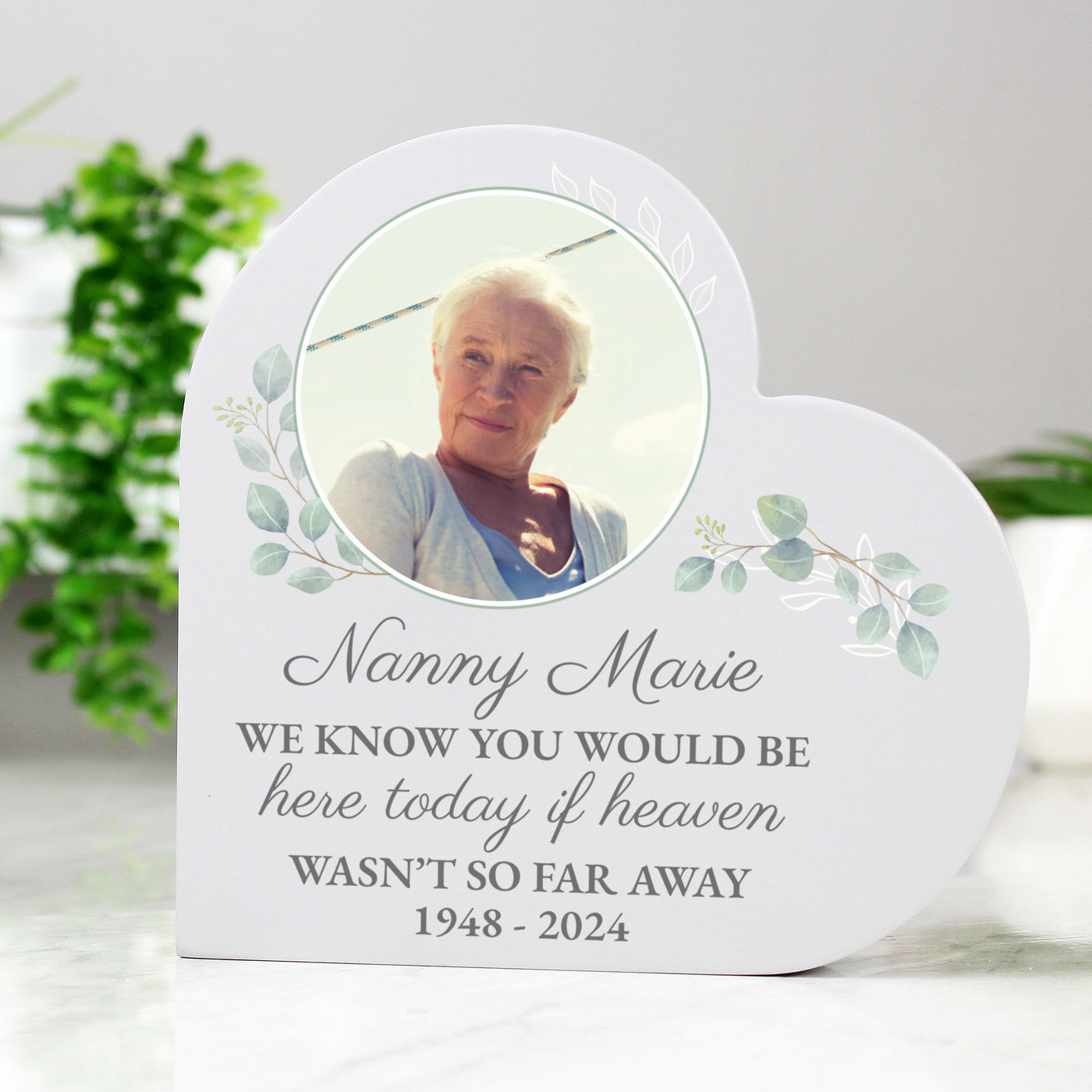 Personalised Wedding Memory Table Heart Photo Upload Ornament