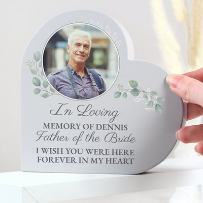 Personalised Wedding Memory Table Heart Photo Upload Ornament