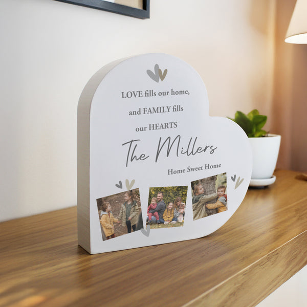 Personalised Multiple Photo Upload Grey Heart Ornament