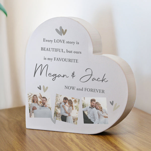 Personalised Multiple Photo Upload Grey Heart Ornament