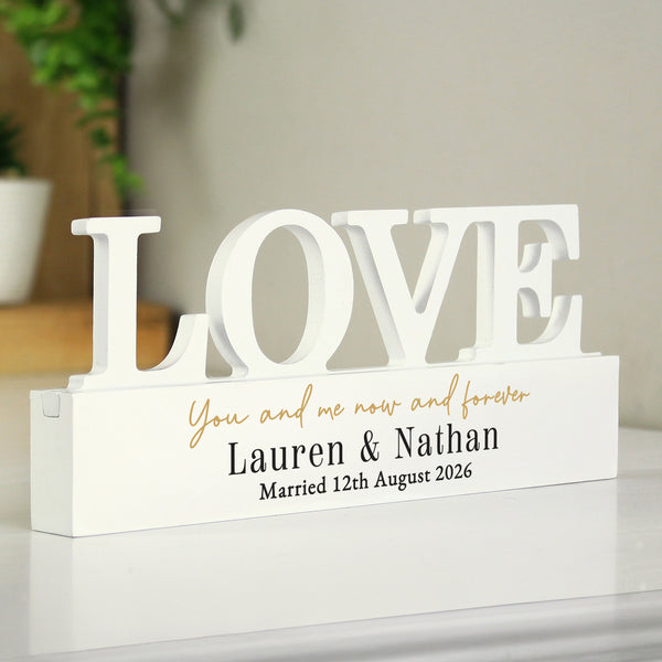Personalised Black & Gold Free Text LOVE Word Wooden Plaque