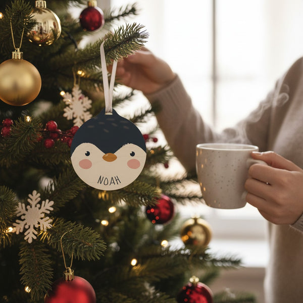 Personalised Penguin Wooden Bauble