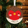 Personalised Robin Wooden Bauble