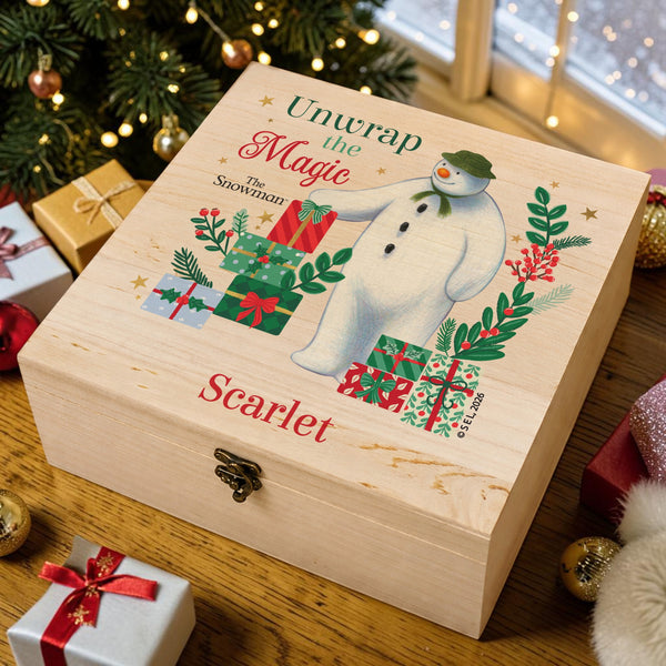 Personalised The Snowman Christmas Wishes Wooden Box