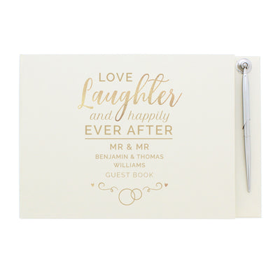 Personalised Happily Ever After Wedding Hardback Guest Book & Pen