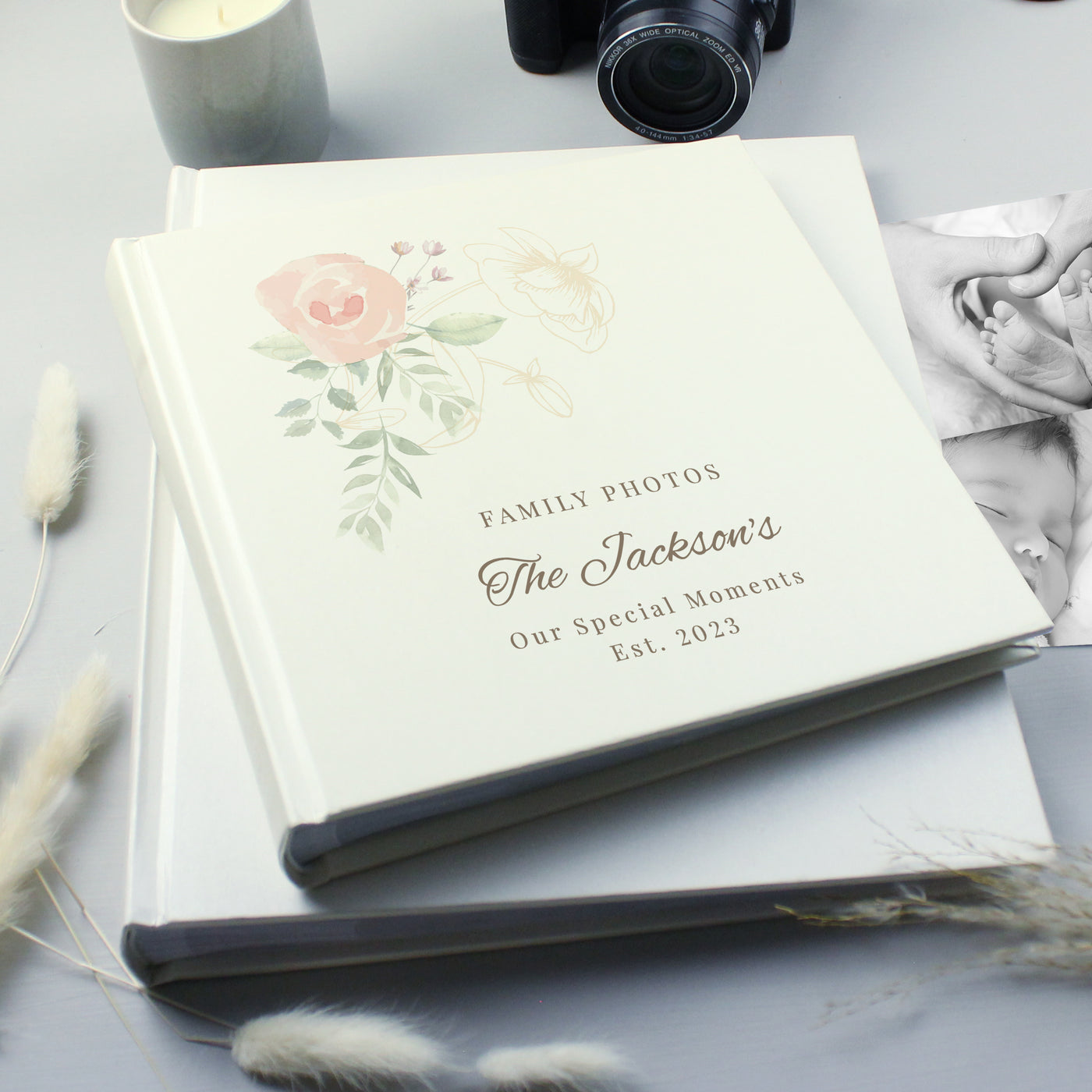 Personalised Floral Square Photo Album