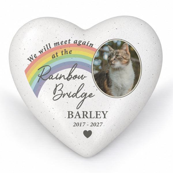 Personalised Pet Rainbow Photo Upload Memorial Resin Heart