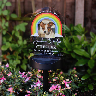 Personalised Rainbow Bridge Pet Photo Upload Memorial Outdoor Solar Light