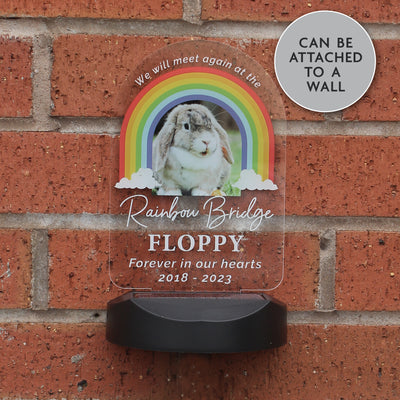 Personalised Rainbow Bridge Pet Photo Upload Memorial Outdoor Solar Light