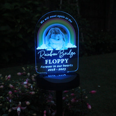 Personalised Rainbow Bridge Pet Photo Upload Memorial Outdoor Solar Light