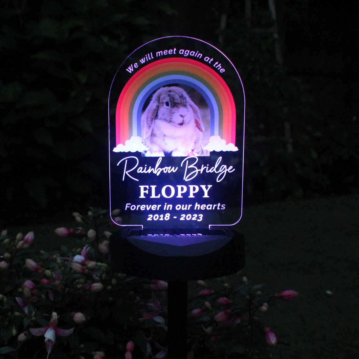 Personalised Rainbow Bridge Pet Photo Upload Memorial Outdoor Solar Light