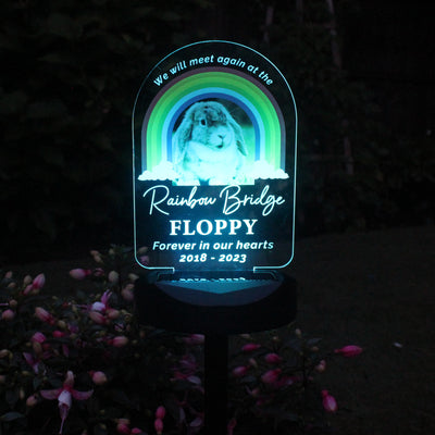 Personalised Rainbow Bridge Pet Photo Upload Memorial Outdoor Solar Light