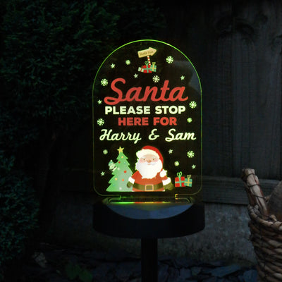 Personalised Santa Stop Here Outdoor Solar Light