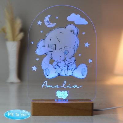 Personalised Tiny Tatty Teddy Wooden Based LED Nightlight