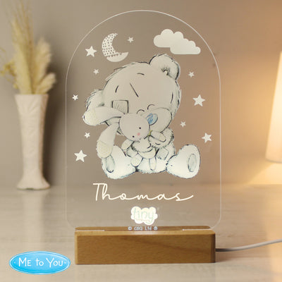 Personalised Tiny Tatty Teddy Wooden Based LED Nightlight