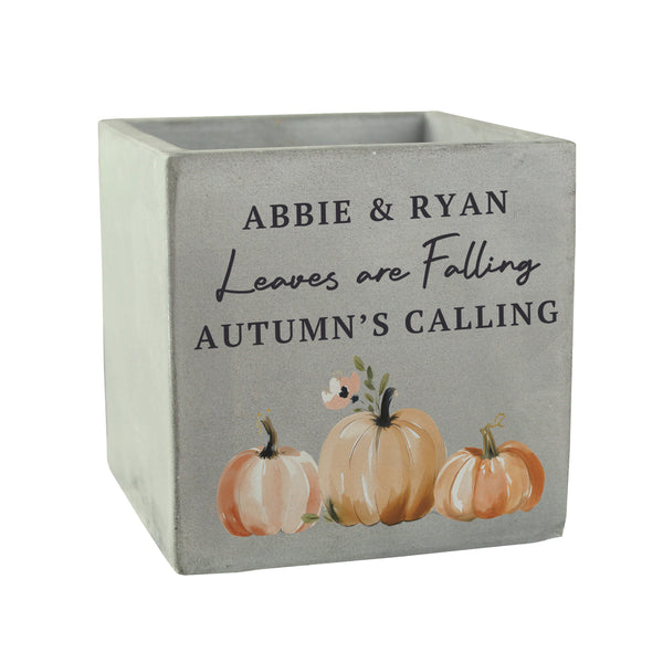 Personalised Pumpkin Indoor Concrete Plant Pot