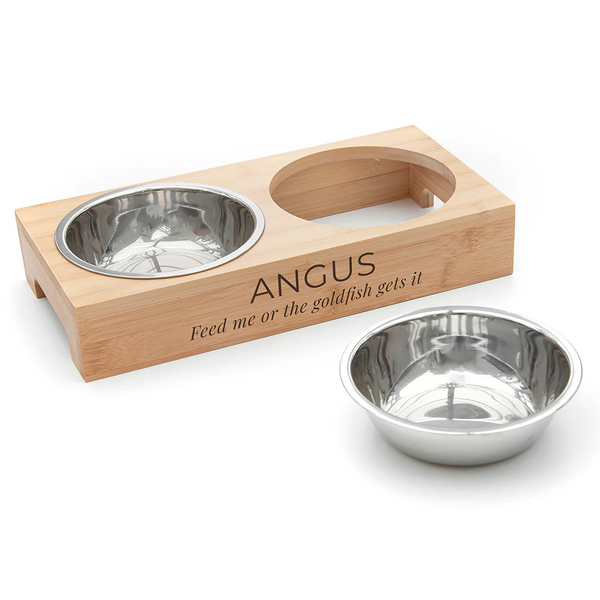 Personalised Bamboo Pet Bowl Set