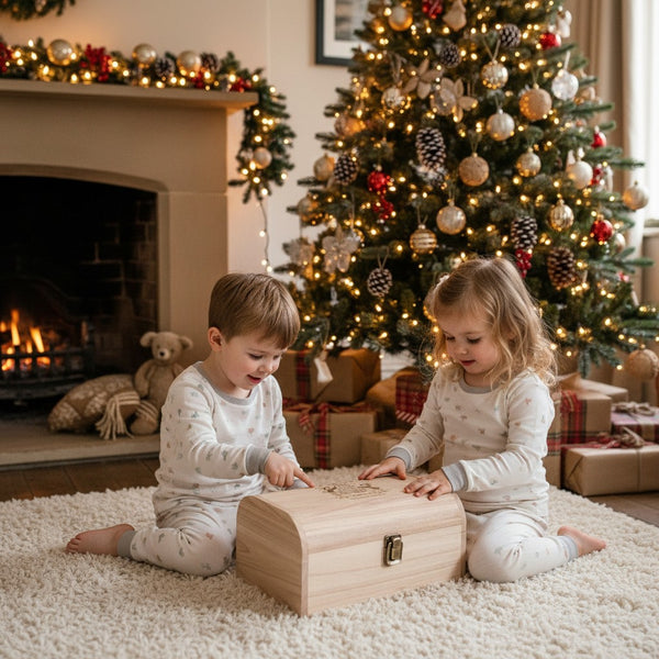 Personalised Festive Penguins Christmas Keepsake Chest