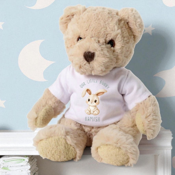 Personalised Our Little Bunny Gift Hamper - Teddy & Baby Vest