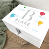 Personalised Hot Air Balloon New Baby White Wooden Memory Box