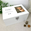 Personalised White Wooden Sketch Pet Photo Memorial Keepsake Box