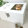 Personalised White Wooden Sketch Pet Photo Memorial Keepsake Box
