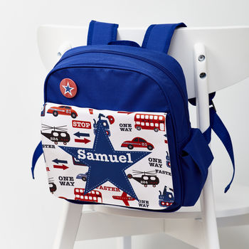 Personalised Kids Transport Themed Rucksack