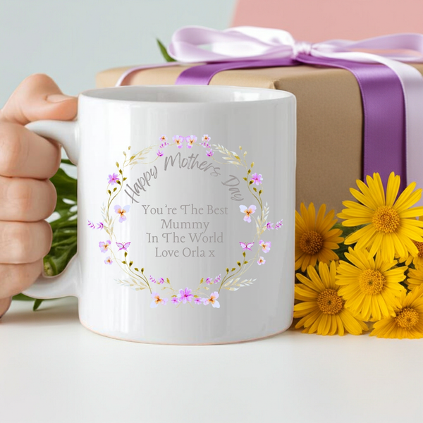Happy Mother's Day Pretty Flowers Personalised Ceramic Mug