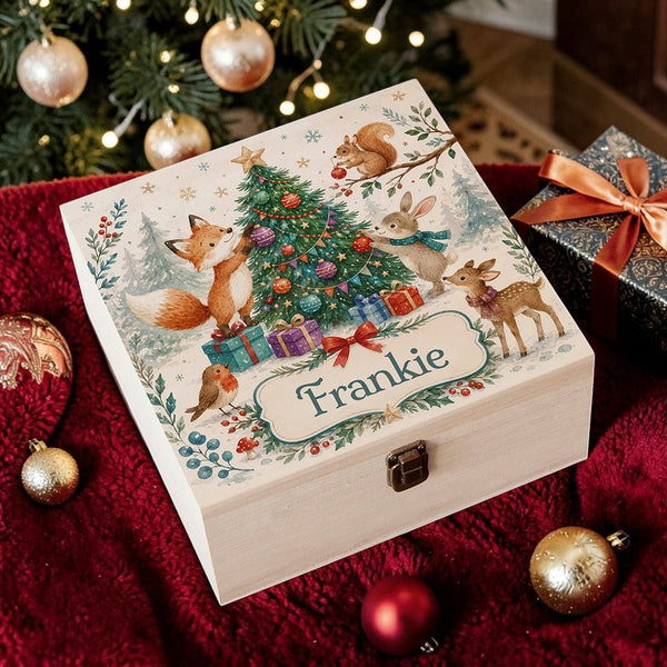 Personalised Woodland Animals Christmas Eve Box