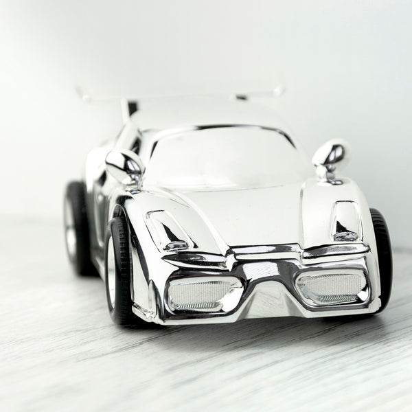 Personalised Silver Plated Sports Car Money Box