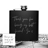 Personalised Own Handwriting Stainless Steel Black Hip Flask