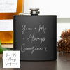 Personalised Own Handwriting Stainless Steel Black Hip Flask