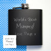 Personalised Own Handwriting Stainless Steel Black Hip Flask