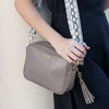 Personalised Elie Beaumont Cross Body Grey Leather Bag with Choice of Strap