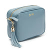 Personalised Elie Beaumont Cross Body Light Blue Leather Bag with Choice of Strap