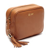 Personalised Elie Beaumont Cross Body Tan Leather Bag with Choice of Strap