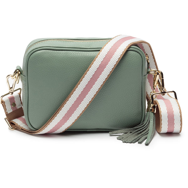 Personalised Elie Beaumont Cross Body Mint Leather Bag with Choice of Strap