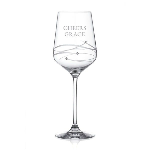 Personalised Spiral Wine Glass with Swarovski Crystals