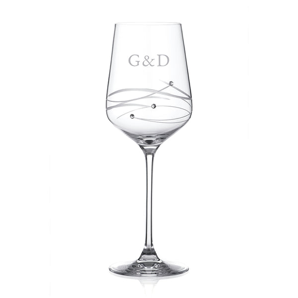 Personalised Spiral Wine Glass with Swarovski Crystals