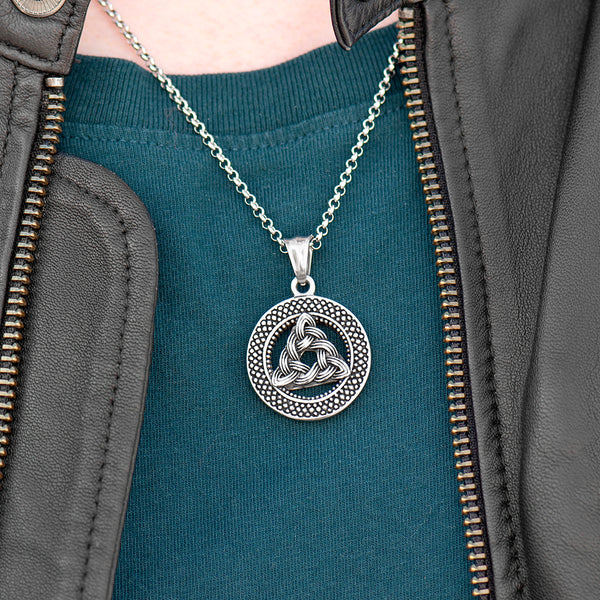 Personalised Men's Stainless Steel Celtic Trinity Pendant Necklace