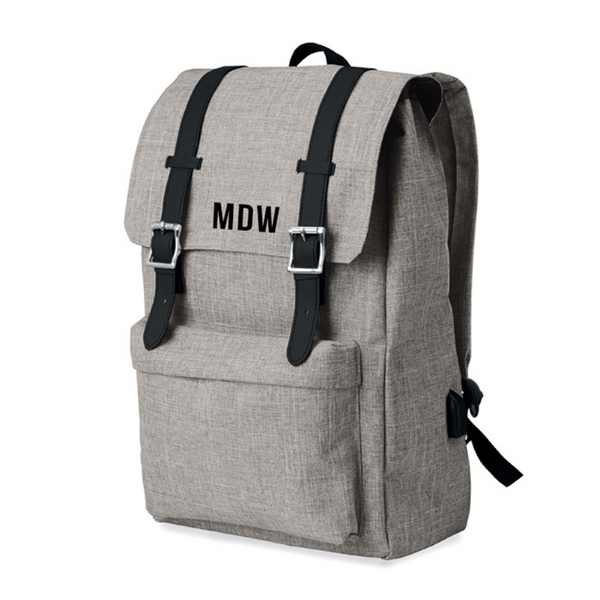 Personalised Satchel Backpack With USB Charging Cable