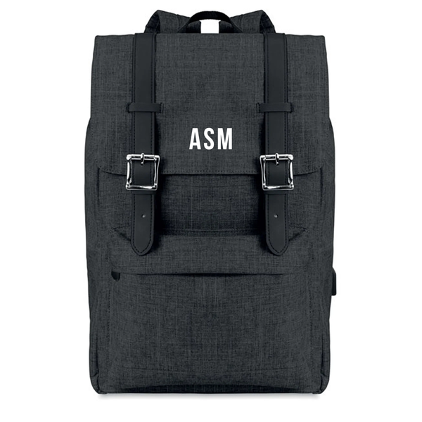 Personalised Satchel Backpack With USB Charging Cable