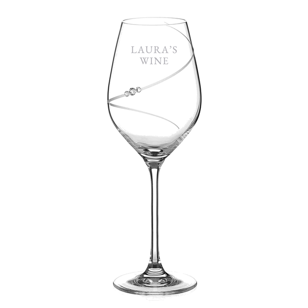 Personalised Helical Twist White Wine Glass with Swarovski Crystals