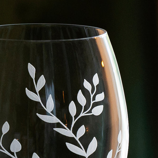 Personalised Floral Crystal Wine Glasses - Set of Two