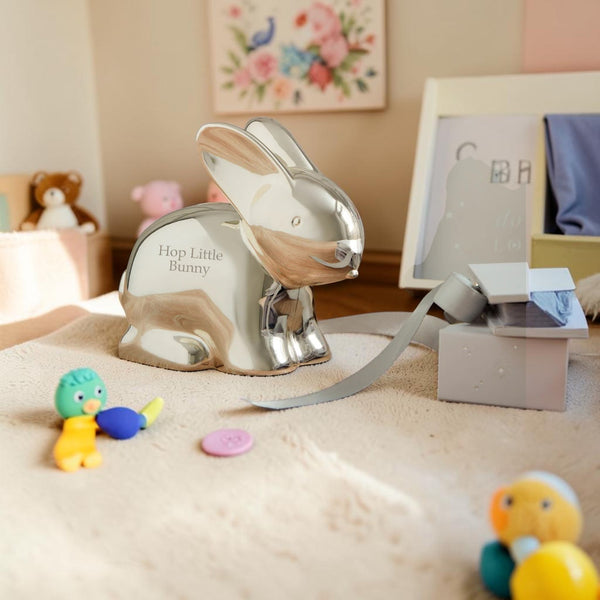 Personalised Silver Plated Rabbit Money Box