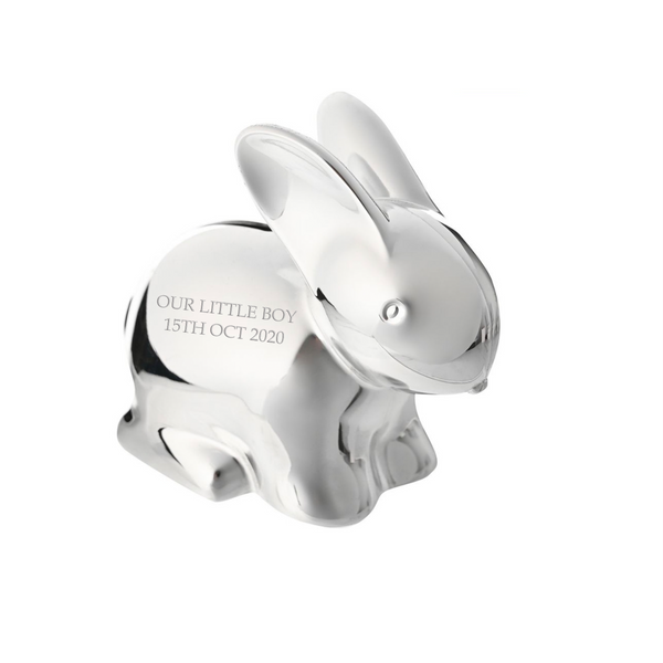 Personalised Silver Plated Rabbit Money Box
